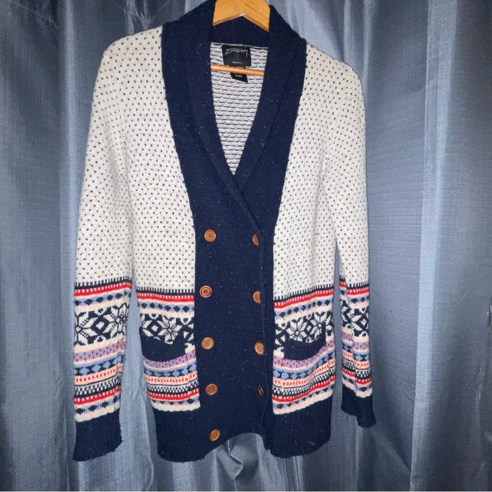 RARE Stussy Small half button up sweater 69%lambswool